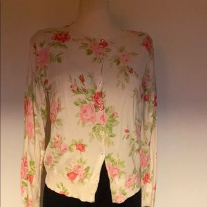 Floral silk cardigan